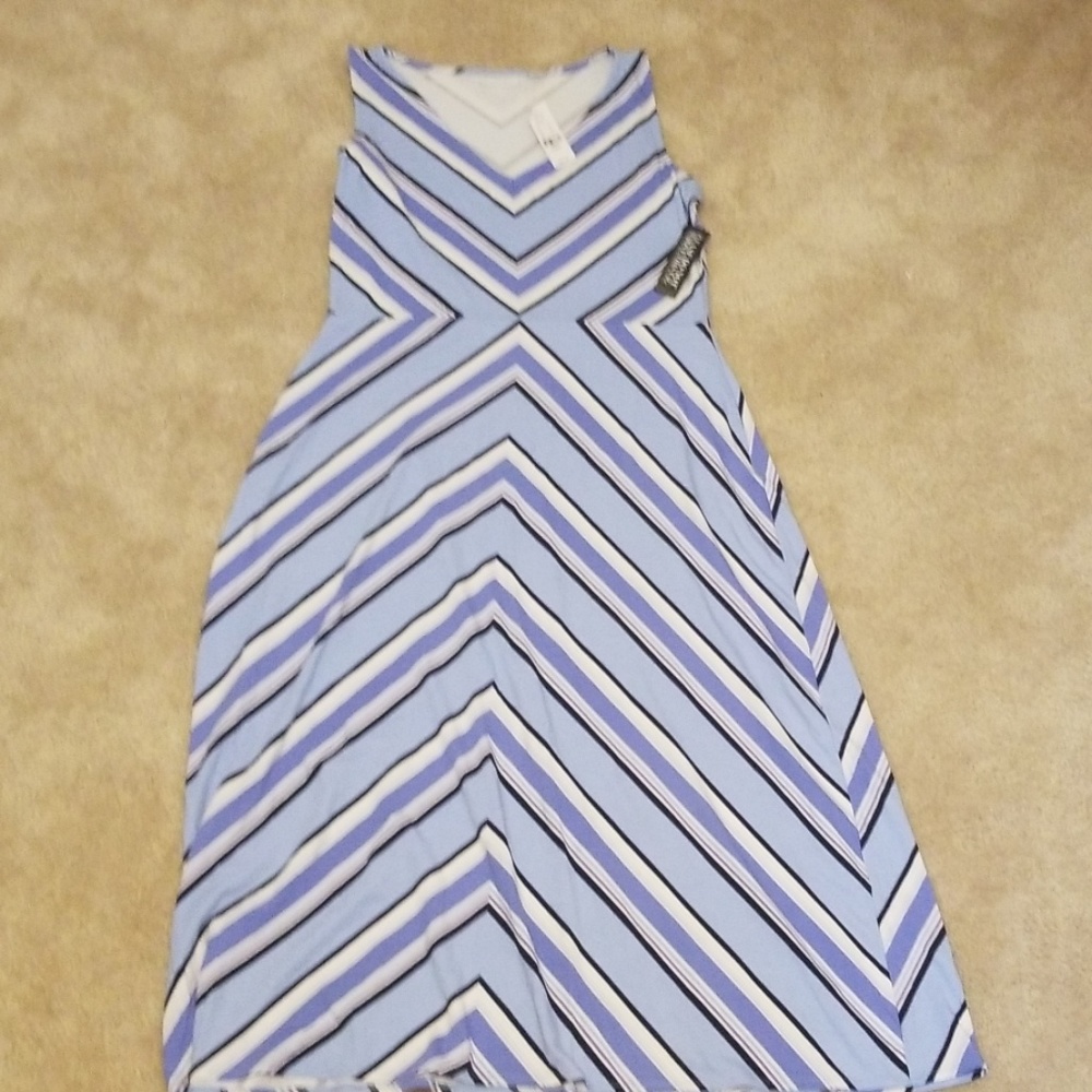 Dress...stripped light blue, dark blue and white;